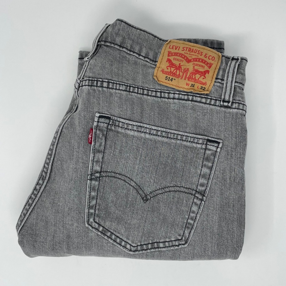 Levis 514 Straight Fit Grey Denim Jeans Mens W31 L32 WaterLess 00514-1660